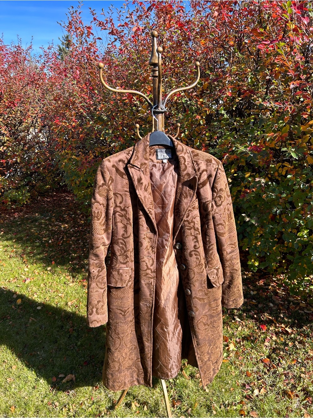 Vintage Brown Velvet Patterned Coat
